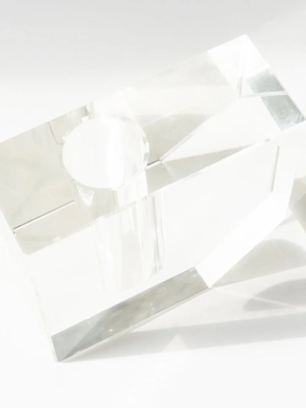 Vintage Clear Crystal Glass Bud Vase Cube Beveled 4
